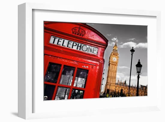 Red Telephone Big Ben London-null-Framed Art Print