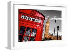 Red Telephone Big Ben London-null-Framed Art Print