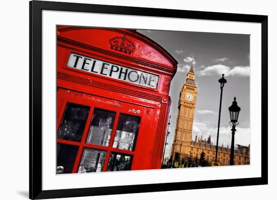 Red Telephone Big Ben London-null-Framed Art Print