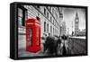 Red Telephone Booth and Big Ben in London, England, the Uk. People Walking in Rush. the Symbols of-Michal Bednarek-Framed Stretched Canvas