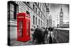 Red Telephone Booth and Big Ben in London, England, the Uk. People Walking in Rush. the Symbols of-Michal Bednarek-Stretched Canvas