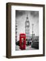 Red Telephone Booth and Big Ben in London, England, the Uk. People Walking in Rush. the Symbols of-Michal Bednarek-Framed Premium Photographic Print