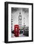 Red Telephone Booth and Big Ben in London, England, the Uk. People Walking in Rush. the Symbols of-Michal Bednarek-Framed Premium Photographic Print