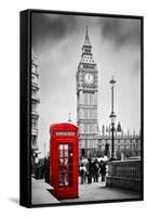 Red Telephone Booth and Big Ben in London, England, the Uk. People Walking in Rush. the Symbols of-Michal Bednarek-Framed Stretched Canvas