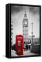 Red Telephone Booth and Big Ben in London, England, the Uk. People Walking in Rush. the Symbols of-Michal Bednarek-Framed Stretched Canvas