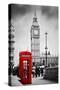 Red Telephone Booth and Big Ben in London, England, the Uk. People Walking in Rush. the Symbols of-Michal Bednarek-Stretched Canvas