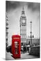 Red Telephone Booth and Big Ben in London, England, the Uk. People Walking in Rush. the Symbols of-Michal Bednarek-Mounted Photographic Print