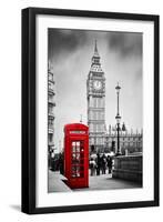 Red Telephone Booth and Big Ben in London, England, the Uk. People Walking in Rush. the Symbols of-Michal Bednarek-Framed Photographic Print