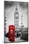 Red Telephone Booth and Big Ben in London, England, the Uk. People Walking in Rush. the Symbols of-Michal Bednarek-Mounted Photographic Print