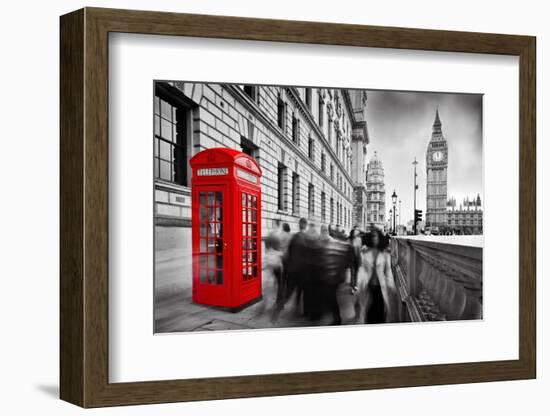 Red Telephone Booth and Big Ben in London, England, the Uk. People Walking in Rush. the Symbols of-Michal Bednarek-Framed Photographic Print