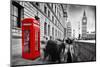 Red Telephone Booth and Big Ben in London, England, the Uk. People Walking in Rush. the Symbols of-Michal Bednarek-Mounted Photographic Print