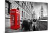 Red Telephone Booth and Big Ben in London, England, the Uk. People Walking in Rush. the Symbols of-Michal Bednarek-Mounted Photographic Print