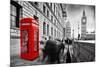 Red Telephone Booth and Big Ben in London, England, the Uk. People Walking in Rush. the Symbols of-Michal Bednarek-Mounted Photographic Print