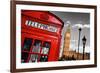 Red Telephone Booth and Big Ben in London, England, the Uk. the Symbols of London on Black on White-Michal Bednarek-Framed Photographic Print