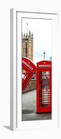 Red Telephone Booths - London - UK - England - United Kingdom - Europe - Door Poster-Philippe Hugonnard-Framed Photographic Print