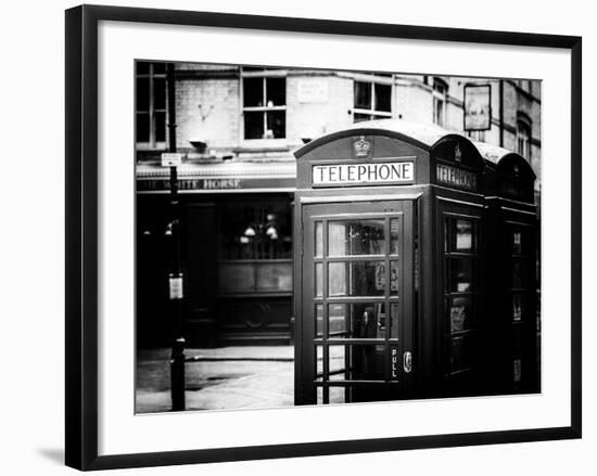 Red Telephone Booths - London - UK - England - United Kingdom - Europe - Old Black and White-Philippe Hugonnard-Framed Photographic Print