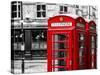 Red Telephone Booths - London - UK - England - United Kingdom - Europe - Spot Color Photography-Philippe Hugonnard-Stretched Canvas