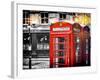 Red Telephone Booths - London - UK - England - United Kingdom - Europe - Spot Color Photography-Philippe Hugonnard-Framed Photographic Print