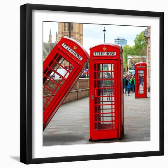 Red Telephone Booths - London - UK - England - United Kingdom - Europe - Square Format Photography-Philippe Hugonnard-Framed Photographic Print