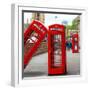 Red Telephone Booths - London - UK - England - United Kingdom - Europe - Square Format Photography-Philippe Hugonnard-Framed Photographic Print