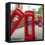 Red Telephone Booths - London - UK - England - United Kingdom - Europe - Square Format Photography-Philippe Hugonnard-Framed Stretched Canvas