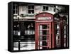 Red Telephone Booths - London - UK - England - United Kingdom - Europe - Vintage Photography-Philippe Hugonnard-Framed Stretched Canvas