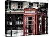 Red Telephone Booths - London - UK - England - United Kingdom - Europe - Vintage Photography-Philippe Hugonnard-Stretched Canvas