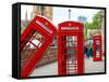 Red Telephone Booths - London - UK - England - United Kingdom - Europe-Philippe Hugonnard-Framed Stretched Canvas