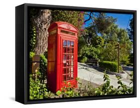 Red Telephone Box, Alameda Gardens, Gibraltar, Europe-Giles Bracher-Framed Stretched Canvas