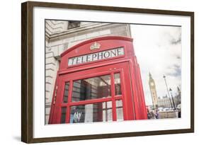 Red Telephone Box and Big Ben (Elizabeth Tower), Houses of Parliament, Westminster, London, England-Matthew Williams-Ellis-Framed Photographic Print