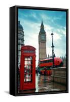 Red Telephone Box and Big Ben in Westminster in London.-Songquan Deng-Framed Stretched Canvas