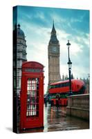 Red Telephone Box and Big Ben in Westminster in London.-Songquan Deng-Stretched Canvas