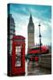 Red Telephone Box and Big Ben in Westminster in London.-Songquan Deng-Stretched Canvas