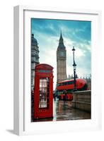 Red Telephone Box and Big Ben in Westminster in London.-Songquan Deng-Framed Photographic Print