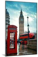 Red Telephone Box and Big Ben in Westminster in London.-Songquan Deng-Mounted Photographic Print