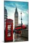 Red Telephone Box and Big Ben in Westminster in London.-Songquan Deng-Mounted Photographic Print