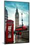 Red Telephone Box and Big Ben in Westminster in London.-Songquan Deng-Mounted Photographic Print