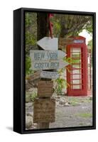 Red Telephone Box and Signs at Mama Pasta'S-Frank Fell-Framed Stretched Canvas