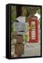 Red Telephone Box and Signs at Mama Pasta'S-Frank Fell-Framed Stretched Canvas