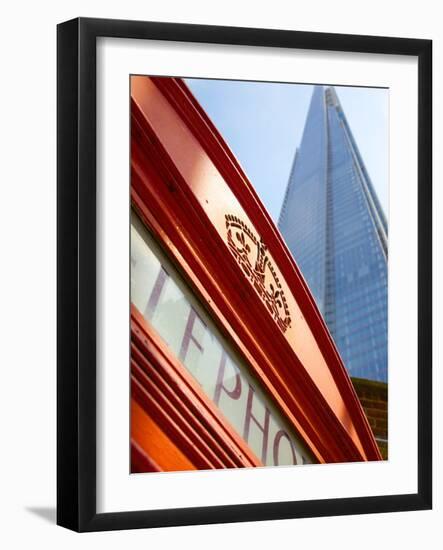 Red Telephone Box and the Shard, London, England, United Kingdom, Europe-Frank Fell-Framed Photographic Print