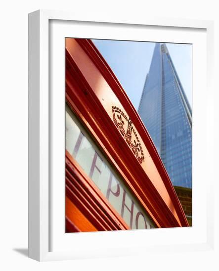 Red Telephone Box and the Shard, London, England, United Kingdom, Europe-Frank Fell-Framed Photographic Print