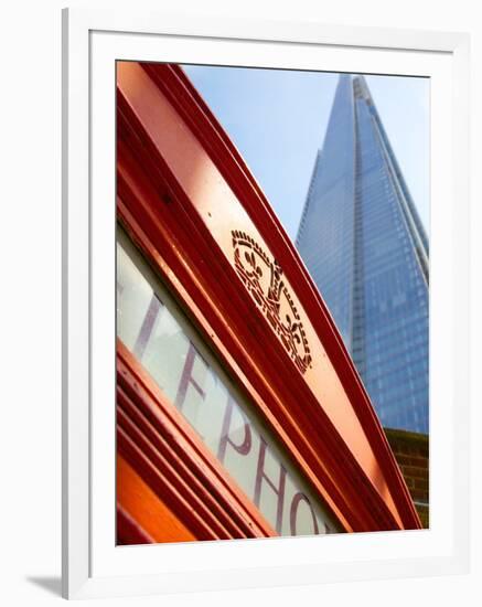 Red Telephone Box and the Shard, London, England, United Kingdom, Europe-Frank Fell-Framed Photographic Print