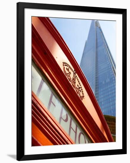 Red Telephone Box and the Shard, London, England, United Kingdom, Europe-Frank Fell-Framed Photographic Print