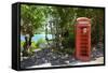 Red Telephone Box at Mama Pasta'S-Frank Fell-Framed Stretched Canvas