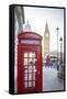 Red telephone box & Big Ben, Houses of Parliament, London, England, UK-Jon Arnold-Framed Stretched Canvas