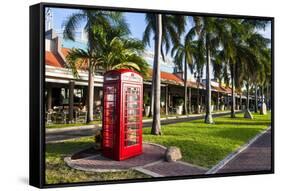 Red Telephone Box in Downtown Oranjestad, Capital of Aruba, ABC Islands, Netherlands Antilles-Michael Runkel-Framed Stretched Canvas