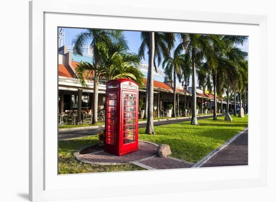 Red Telephone Box in Downtown Oranjestad, Capital of Aruba, ABC Islands, Netherlands Antilles-Michael Runkel-Framed Photographic Print