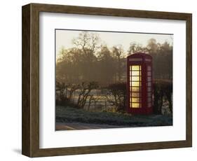 Red Telephone Box on a Frosty Morning, Snelston, Hartington, Derbyshire, England, UK-Pearl Bucknall-Framed Photographic Print