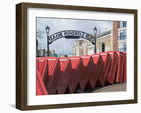 Red Telephone Box Sculpture Entitled Out of Order by David Mach, Kingston Upon Thames, Surrey-Hazel Stuart-Framed Photographic Print