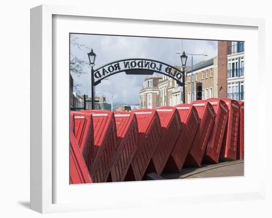 Red Telephone Box Sculpture Entitled Out of Order by David Mach, Kingston Upon Thames, Surrey-Hazel Stuart-Framed Photographic Print